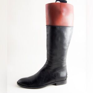 NWOT TOD's Knee Tall Riding Boots Black and Brown Orange Leather Womens Sz US 9